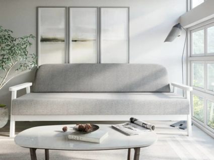 Диван Арско Флори трехместный светло-серый