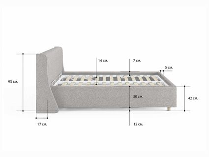 Кровать Сонум Barcelona Рогожка Пепельная
